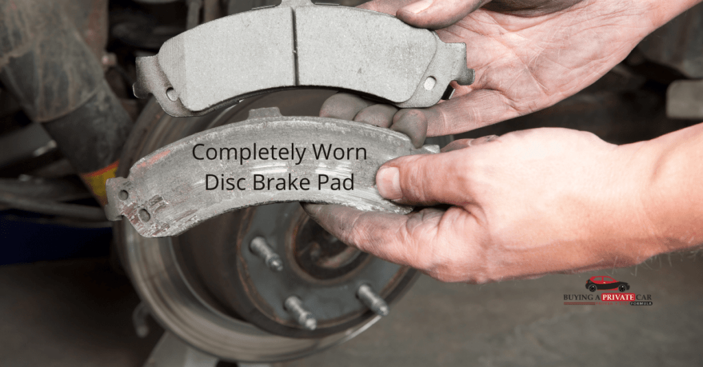 Brake squeal caused by completely worn disc brake pad